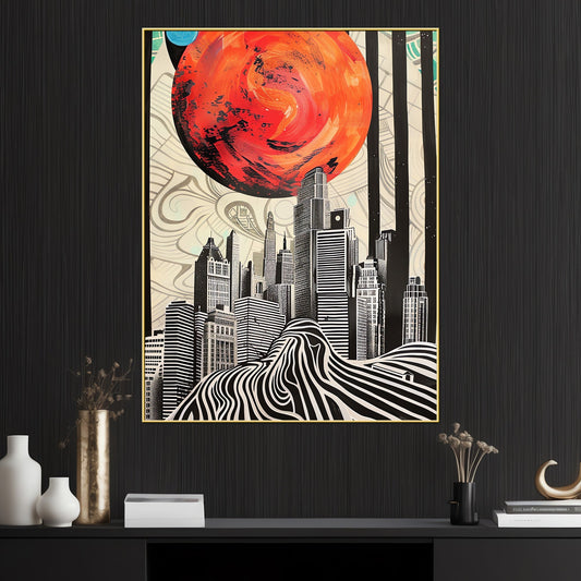 City Silhouettes At Dawn Cotton Canvas Wall Painting