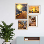 City Street & Moonlight Wall Frame Set of Four