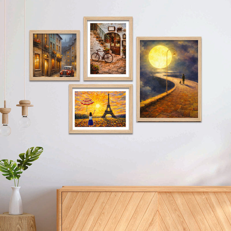 city-street-moonlight-wall-frame-set-of-four