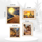 City Street & Moonlight Wall Frame Set of Four