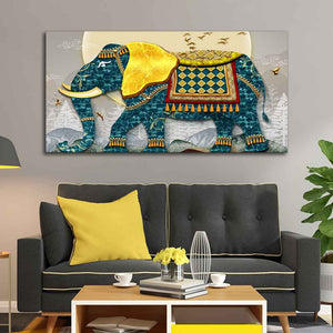 Classic and Royal Elephant with Golden Tusks wall Painting