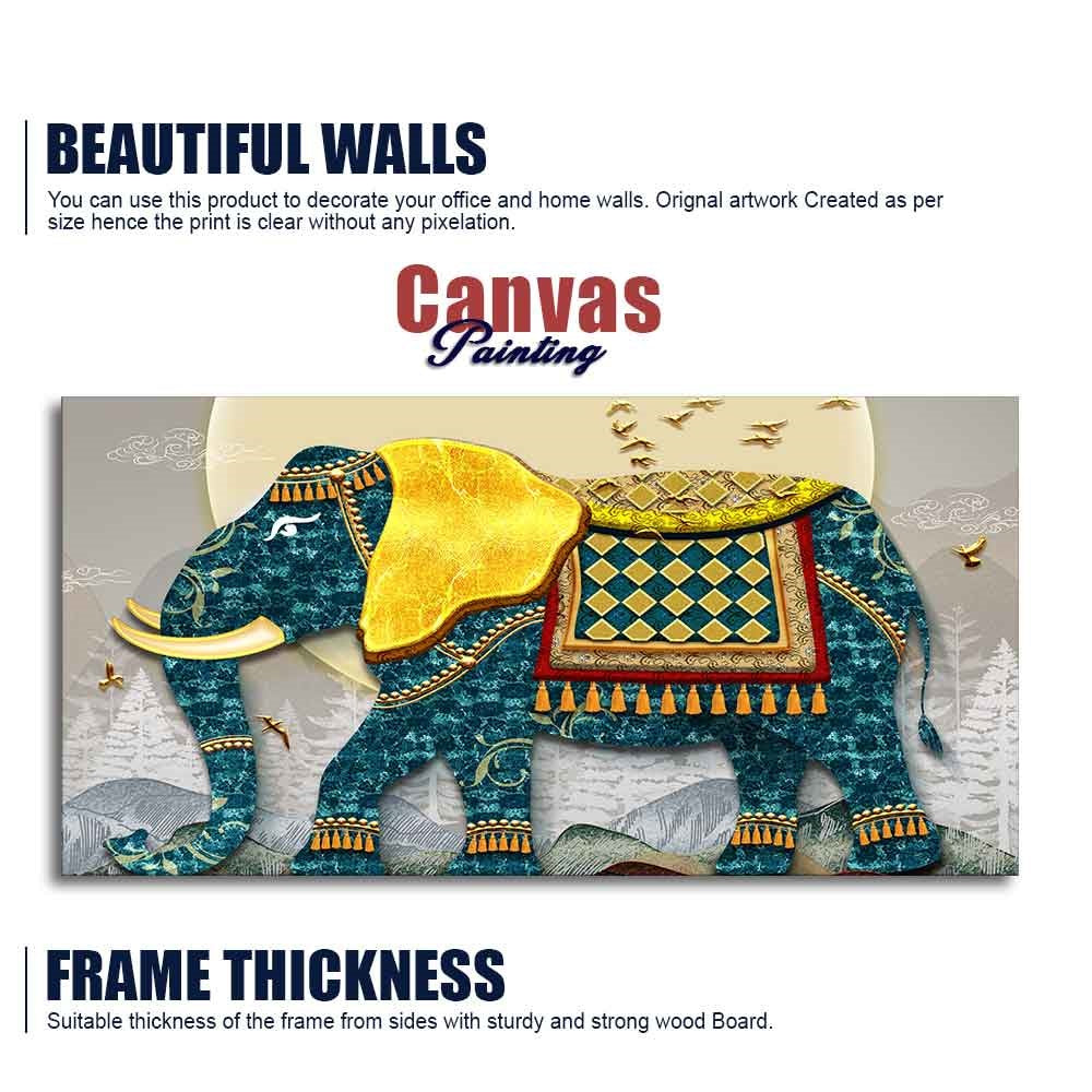 Classic and Royal Elephant with Golden Tusks wall Painting