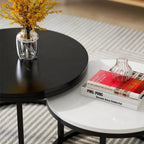 Classic Black & White Round Coffee Table Set of 2