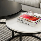 Classic Black & White Round Coffee Table Set of 2
