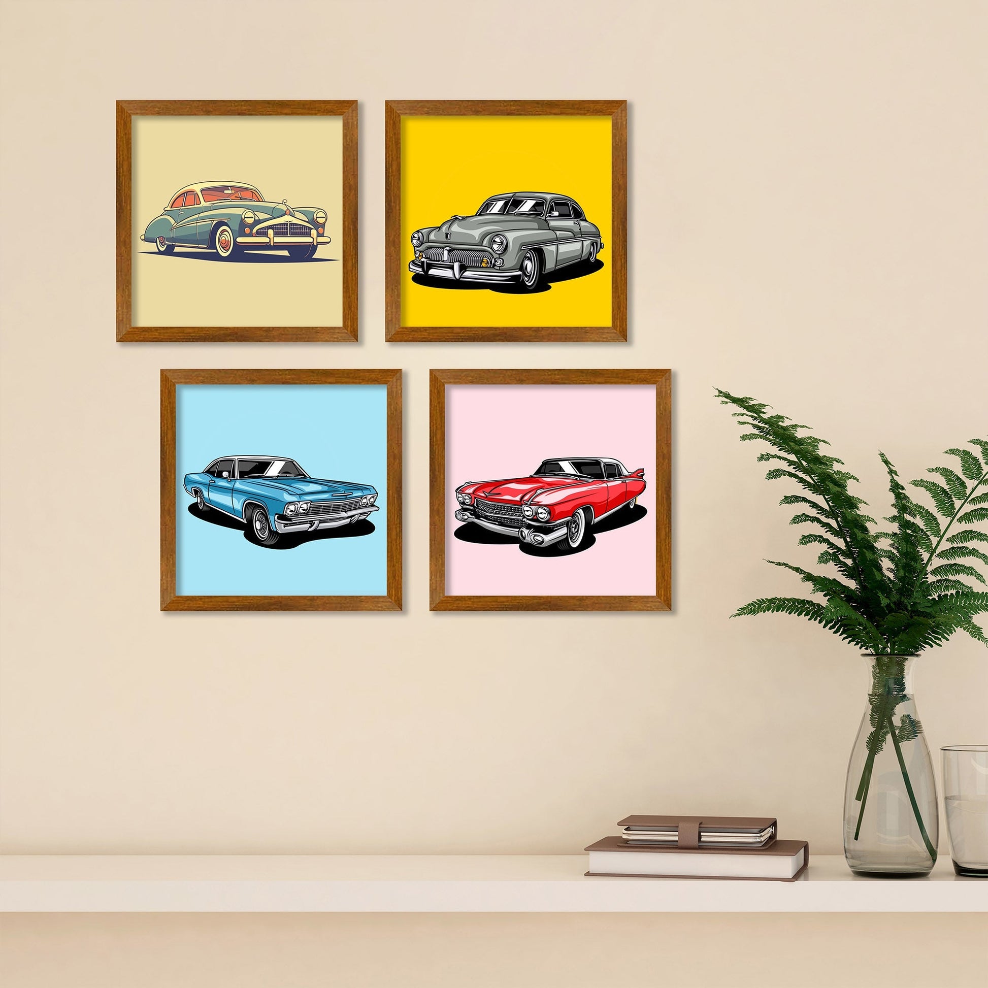 Classic Car Art Gallery Wall Frame Set of Four