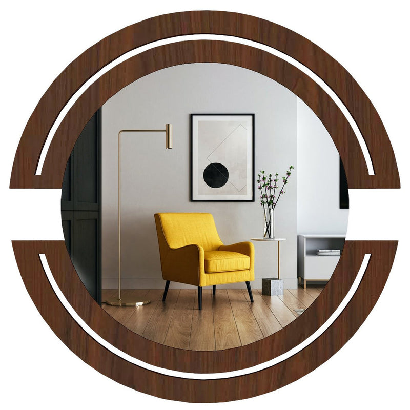 Classic Design Mirror with Walnut Finish