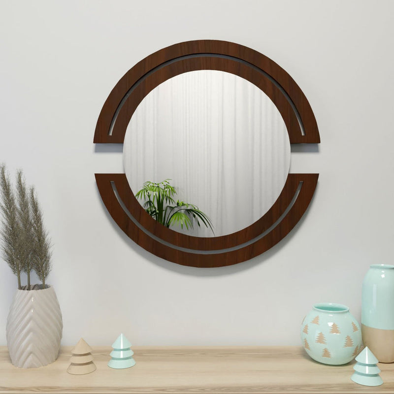 Classic Design Mirror with Walnut Finish