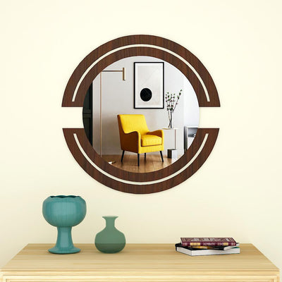 Classic Design Mirror with Walnut Finish