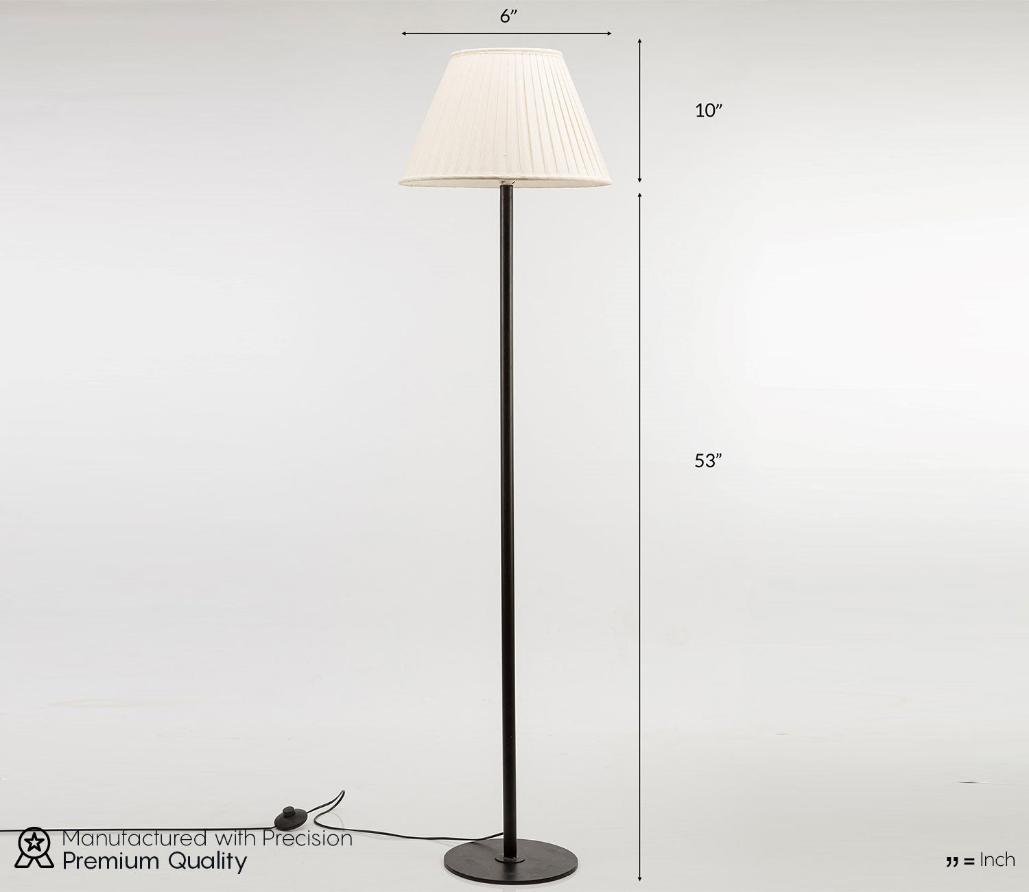 Classic Floor Lamp with Pleated fabric In Off White Color