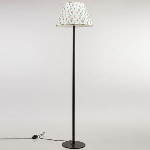 Classic Floral Designer Floor Lamp with Pleated fabric In Off White Color