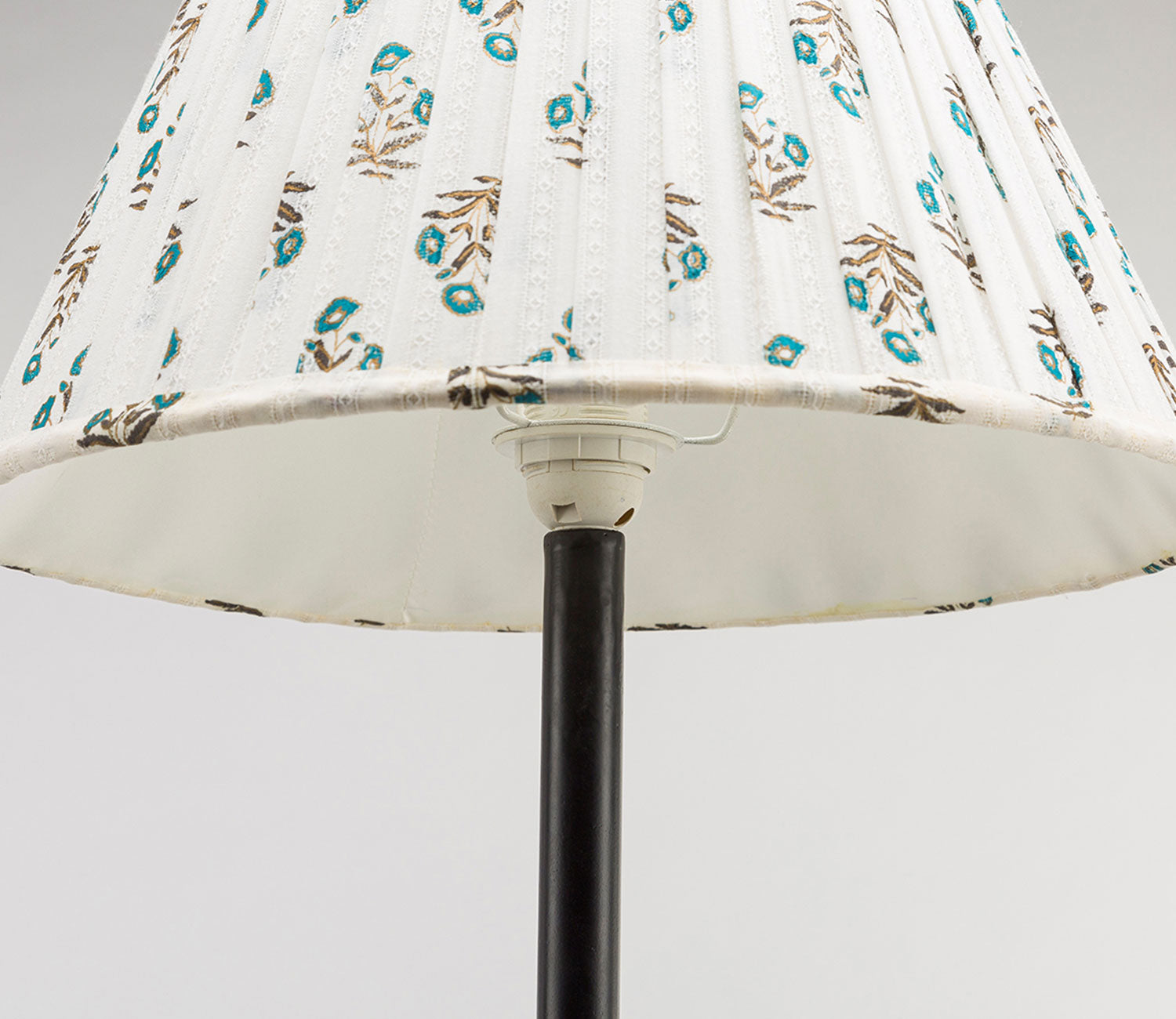 Classic Floral Designer Floor Lamp with Pleated fabric In Off White Color