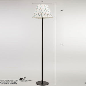 Classic Floral Designer Floor Lamp with Pleated fabric In Off White Color