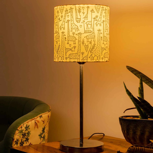 Classic Giraffe Art Shade Table Lamp with Silver Finish Base