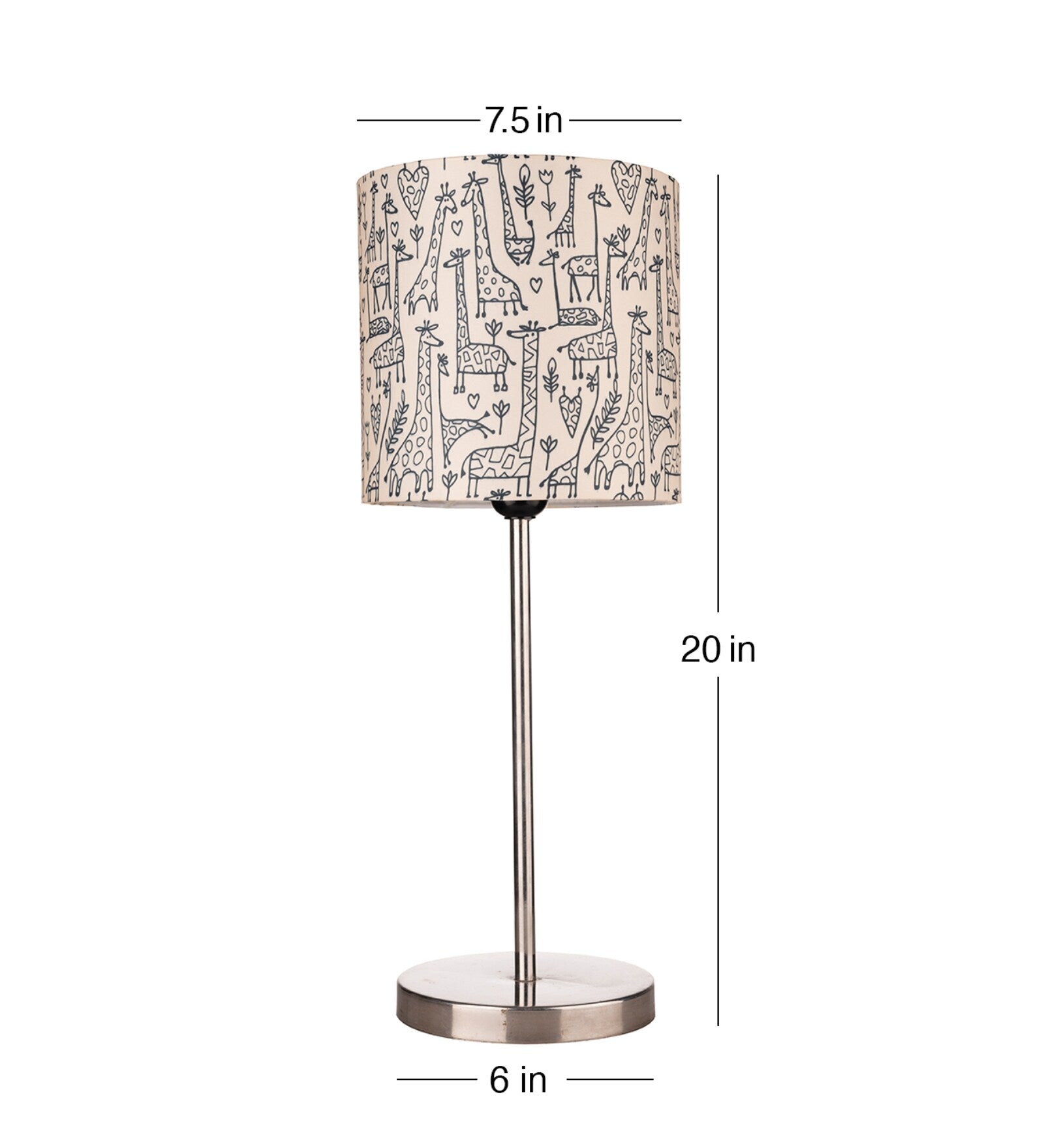 Classic Giraffe Art Shade Table Lamp with Silver Finish Base