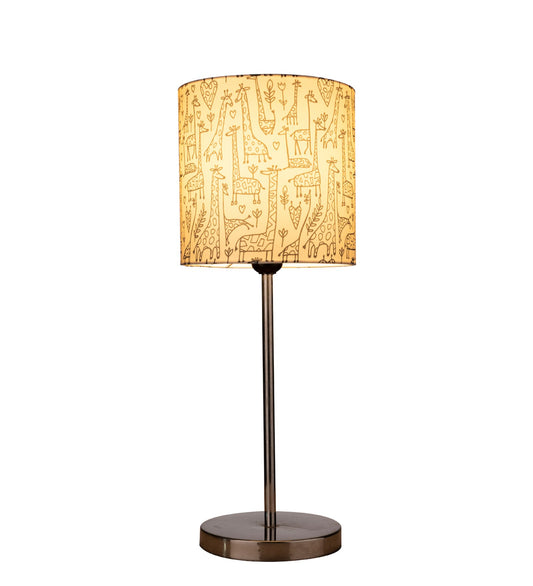 Classic Giraffe Art Shade Table Lamp with Silver Finish Base