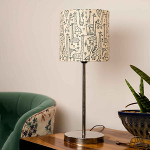 Classic Giraffe Art Shade Table Lamp with Silver Finish Base