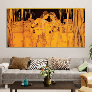 Classic Golden Tone Radha Krishna Pichwai Wall Painting