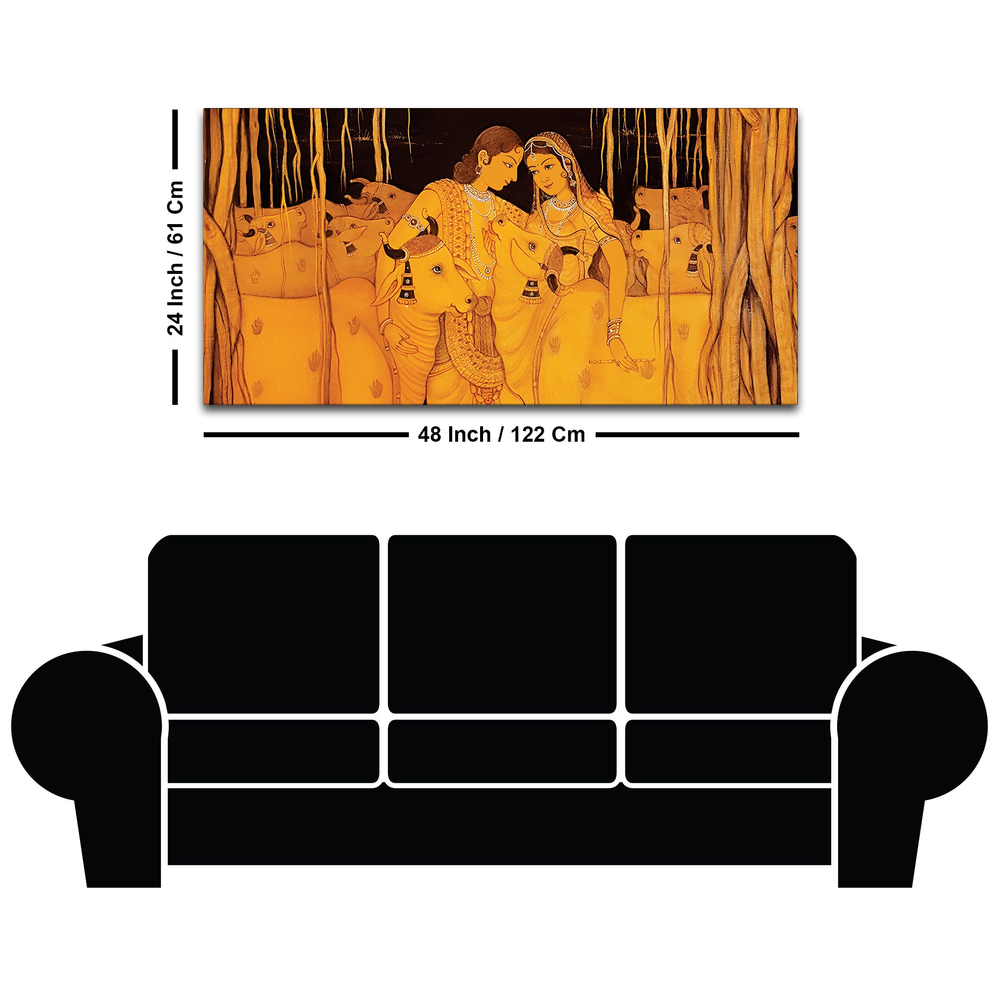 Classic Golden Tone Radha Krishna Pichwai Wall Painting