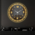 Classic Greek Inspired LED Mirror Wall Clock with Golden Geometric Border