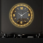 Classic Greek Inspired LED Mirror Wall Clock with Golden Geometric Border