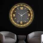 Classic Greek Inspired LED Mirror Wall Clock with Golden Geometric Border