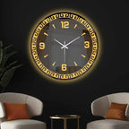 Classic Greek Inspired LED Mirror Wall Clock with Golden Geometric Border
