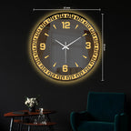 Classic Greek Inspired LED Mirror Wall Clock with Golden Geometric Border