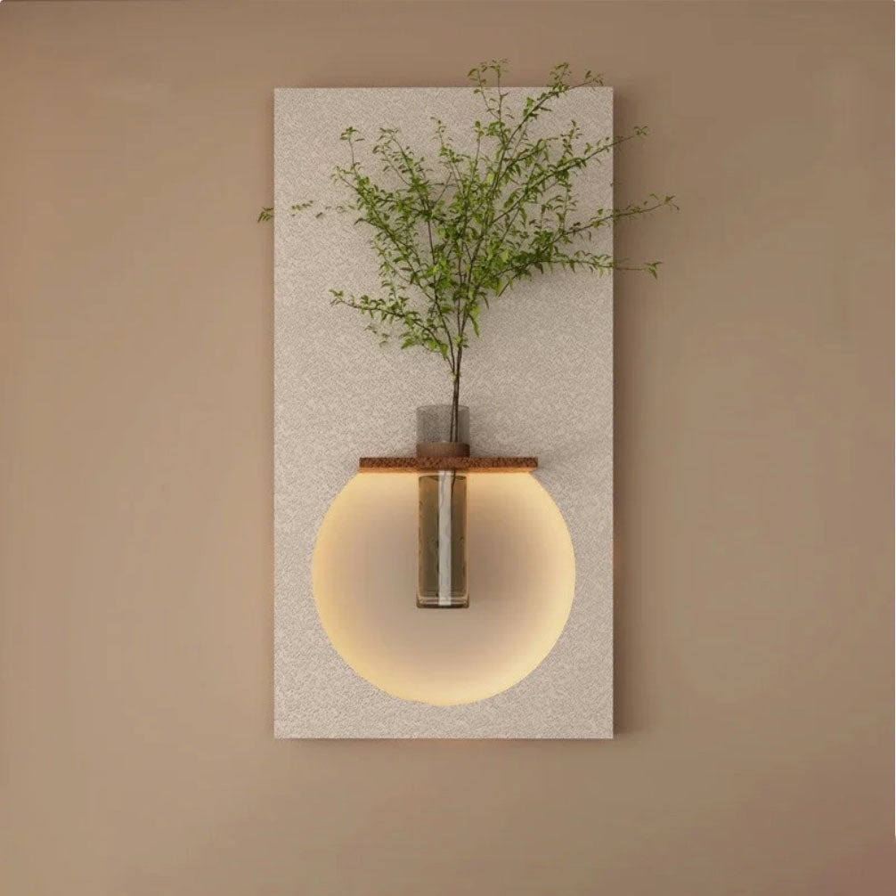 Classic Harmony Circular Glow LED Light Wall Panel with Planter for Home & Office Spaces