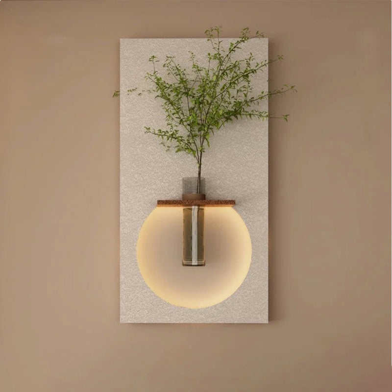 Classic Harmony Circular Glow LED Light Wall Panel with Planter for Home & Office Spaces