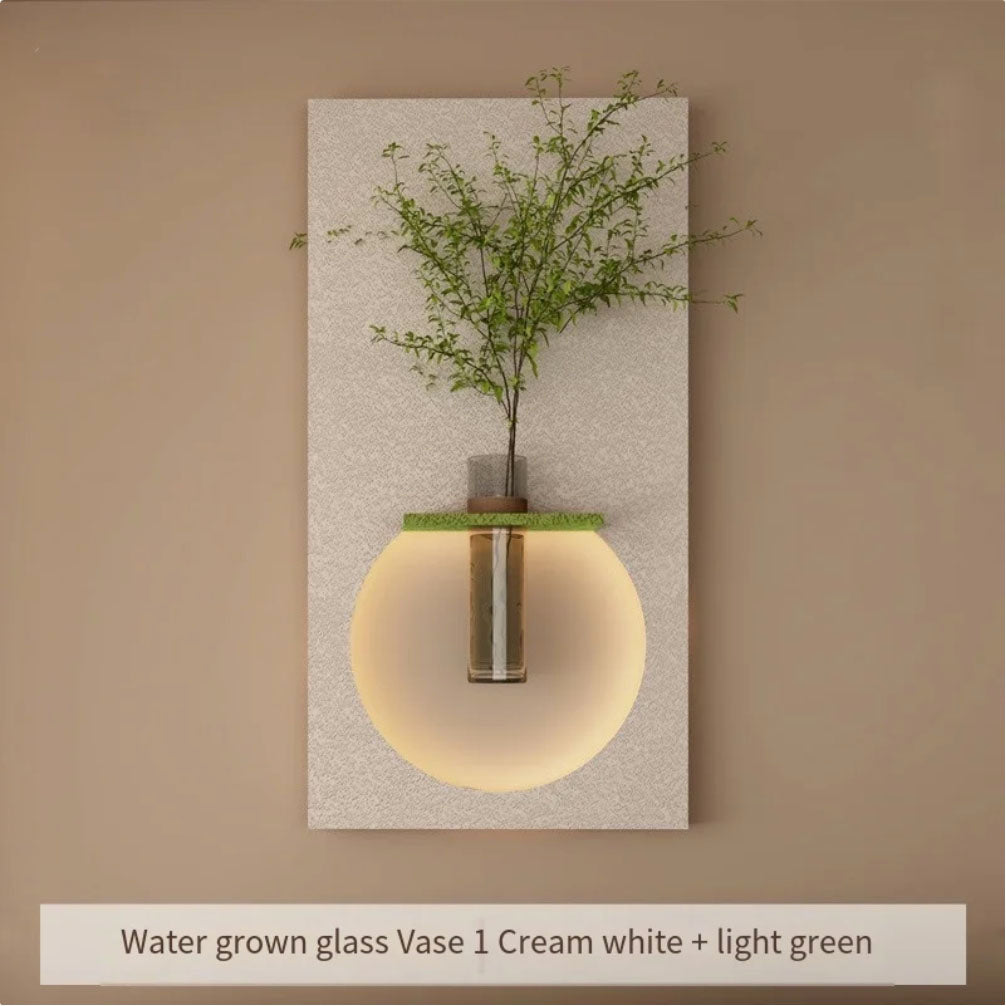 Classic Harmony Circular Glow LED Light Wall Panel with Planter for Home & Office Spaces