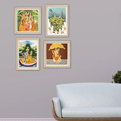 Classic Indian Devotional Wall Art Frame Set of 4
