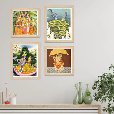 Classic Indian Devotional Wall Art Frame Set of 4