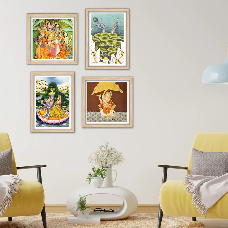 Classic Indian Devotional Wall Art Frame Set of 4