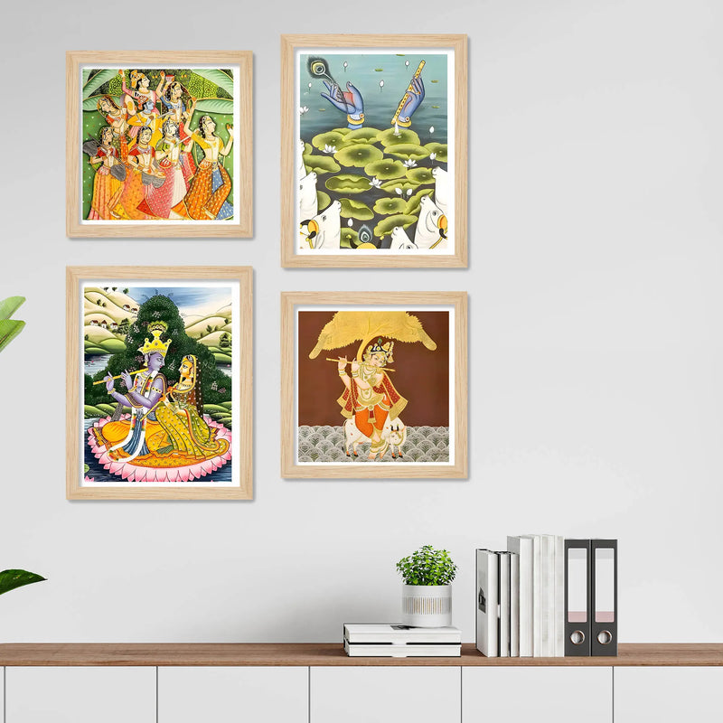 Classic Indian Devotional Wall Art Frame Set of 4