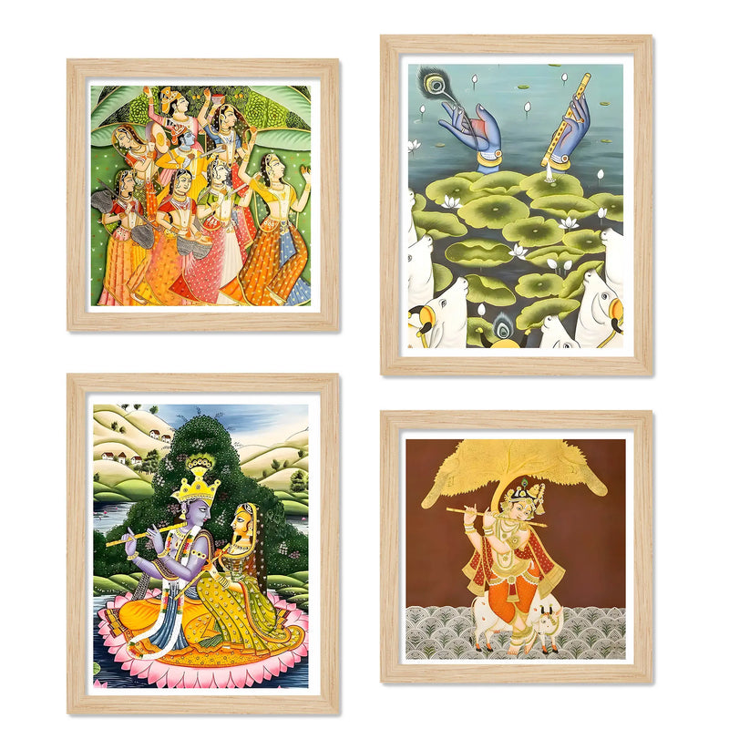 Classic Indian Devotional Wall Art Frame Set of 4
