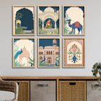 Classic Indian Palace Garden Decorative Wall Frame Set of Six