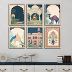 Classic Indian Palace Garden Decorative Wall Frame Set of Six