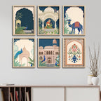 Classic Indian Palace Garden Decorative Wall Frame Set of Six