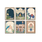 Classic Indian Palace Garden Decorative Wall Frame Set of Six