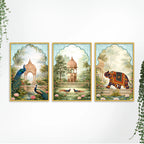 Classic Indian Palace Wall Art Canvas Painting Set of Three
