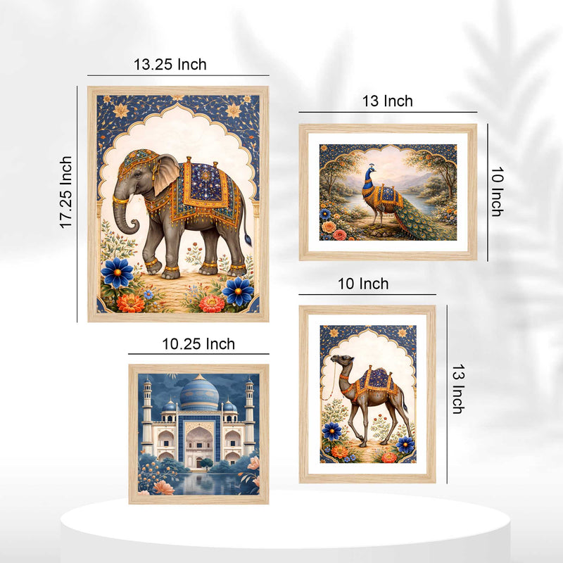 Classic Indian Royal Decor Wall Frame Set of Four