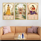 Classic Indian Wall Art Canvas Painting Set of 3