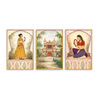 Classic Indian Wall Art Canvas Painting Set of 3