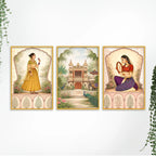 Classic Indian Wall Art Canvas Painting Set of 3