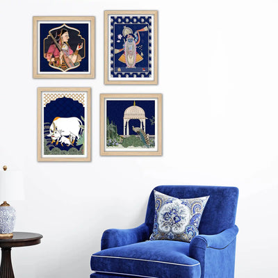 Classic Indian Wall Art Frame Set of 4 for Home Decoration