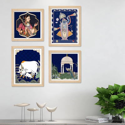 Classic Indian Wall Art Frame Set of 4 for Home Decoration