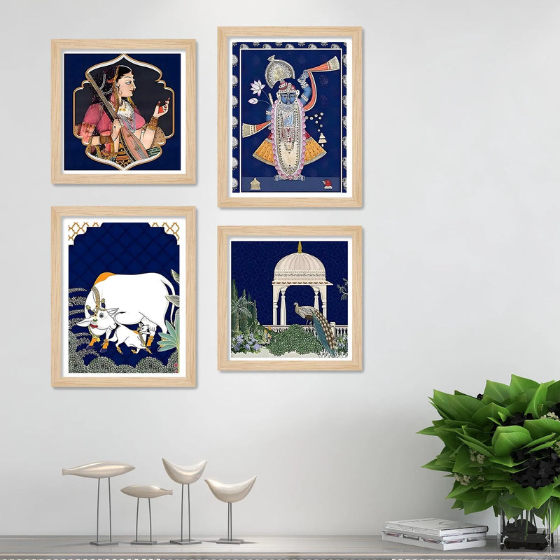 Classic Indian Wall Art Frame Set of 4 for Home Decoration