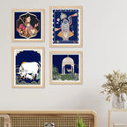 Classic Indian Wall Art Frame Set of 4 for Home Decoration