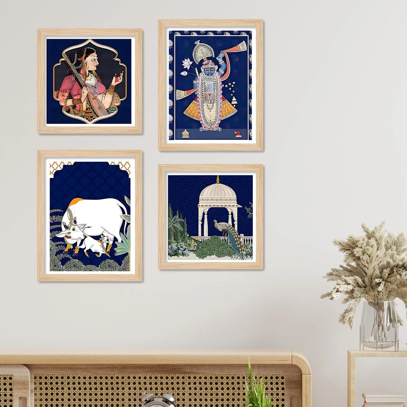Classic Indian Wall Art Frame Set of 4 for Home Decoration