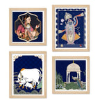 Classic Indian Wall Art Frame Set of 4 for Home Decoration